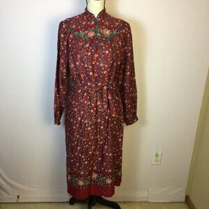 Vintage 80s Nordstrom Point of View Dress Sz 5/6 Womans Red Floral Belted Pocket